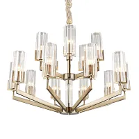 Люстра подвесная Ledro OML-69903-15 Omnilux прозрачная на 15 ламп, основание бронзовое в стиле классический Люстра подвесная Ledro OML-69903-15 Omnilux прозрачная на 15 ламп, основание бронзовое в стиле классический